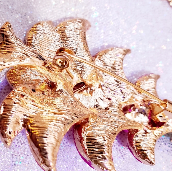 Gold-plated pink and green crystal Christmas tree necklace/broach - Picture 11 of 11